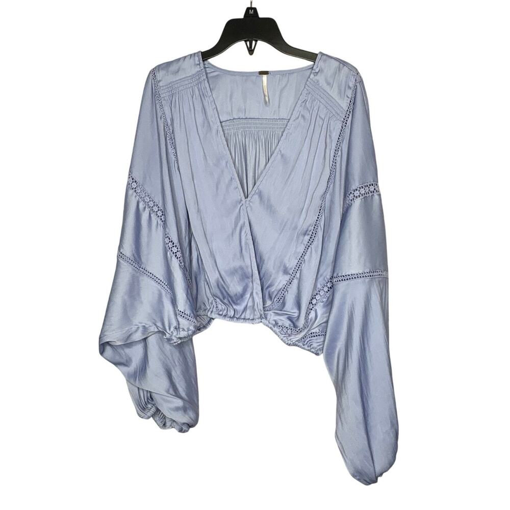 Free People Cropped Full Flowy Oversized Gypsy Boho Peasant Pirate Top Small